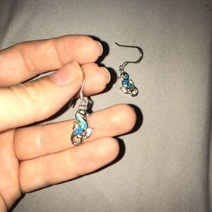 Sterling Silver Dangle Sea horse Earrings